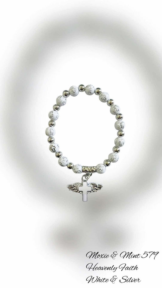 B117-5 Heavenly Faith White & Silver